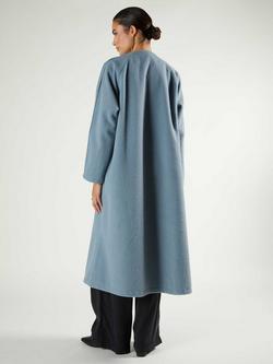 Aab Boucle Collarless Manto Coat - view 2, Baby Blue