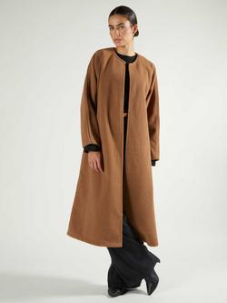 Aab Boucle Collarless Manto Coat, Camel