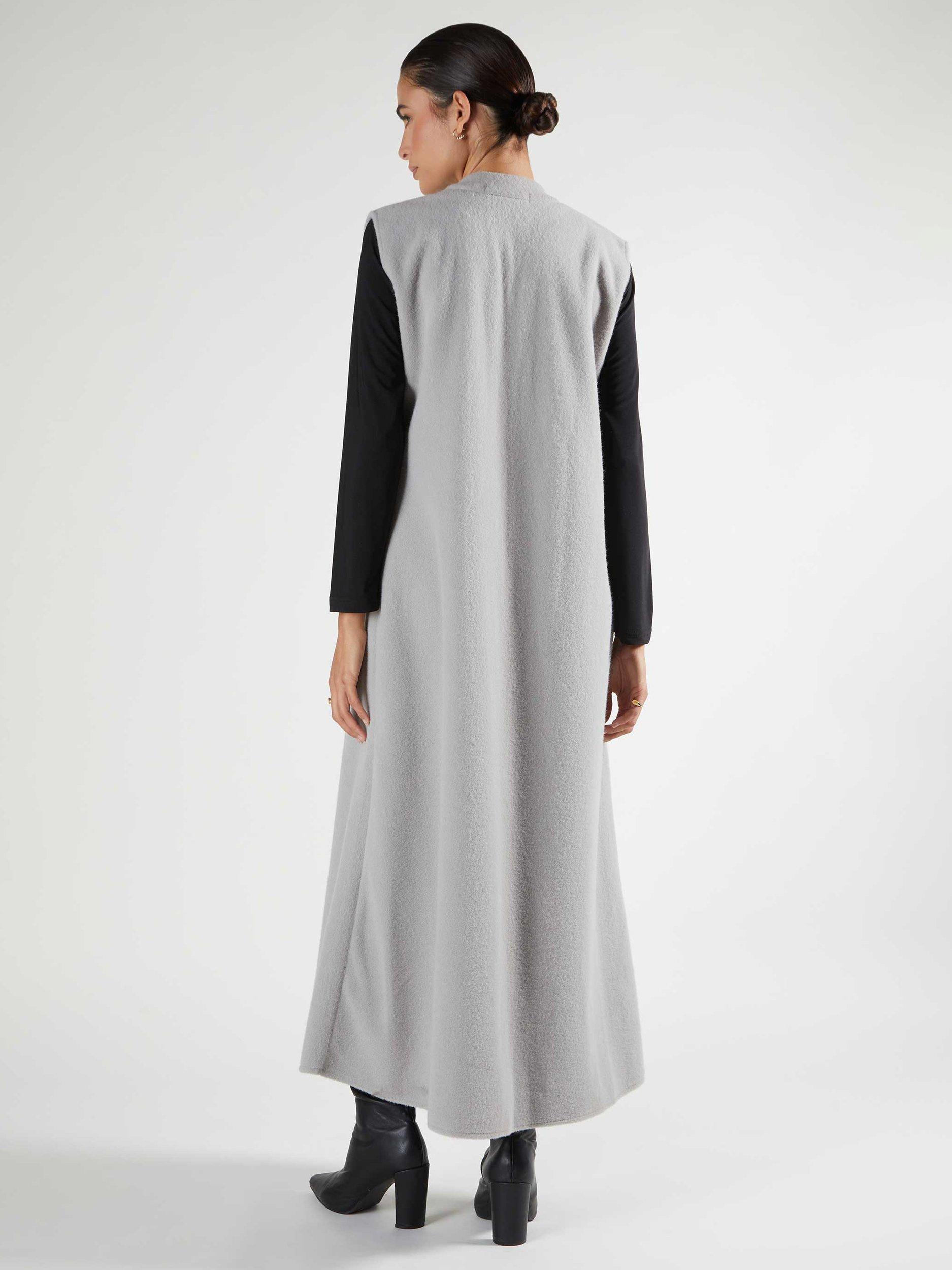 Product image 2 of 3, which shows Aab Open Neck Longline Gilet, Light Grey, S