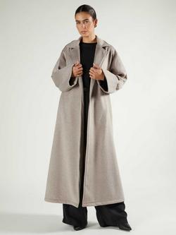 Aab Lapel Open Neck Long Coat, Mink, Mink