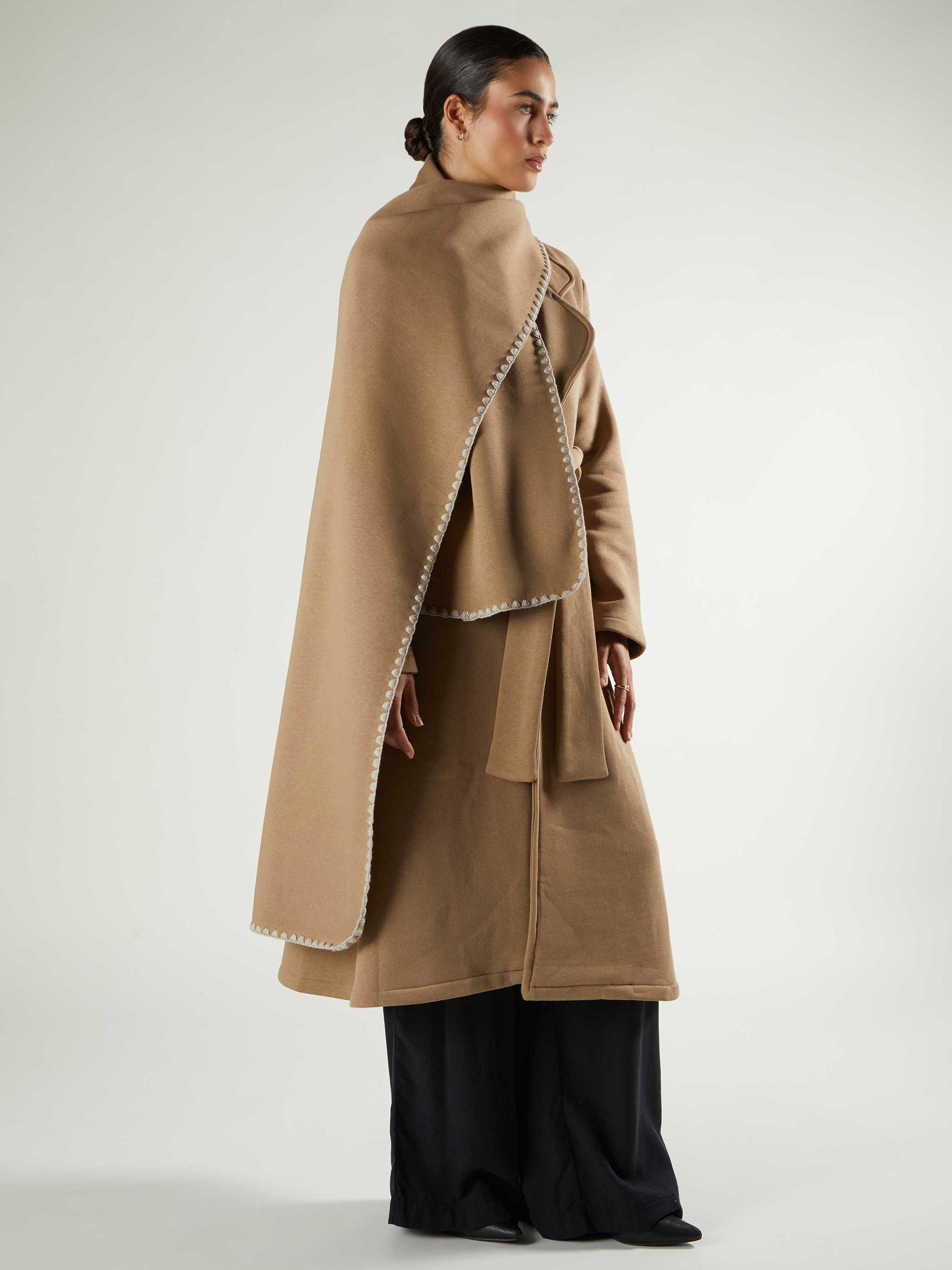 Product image 2 of 5, which shows Aab Mara Blanket Stitch Coat, Camel, S
