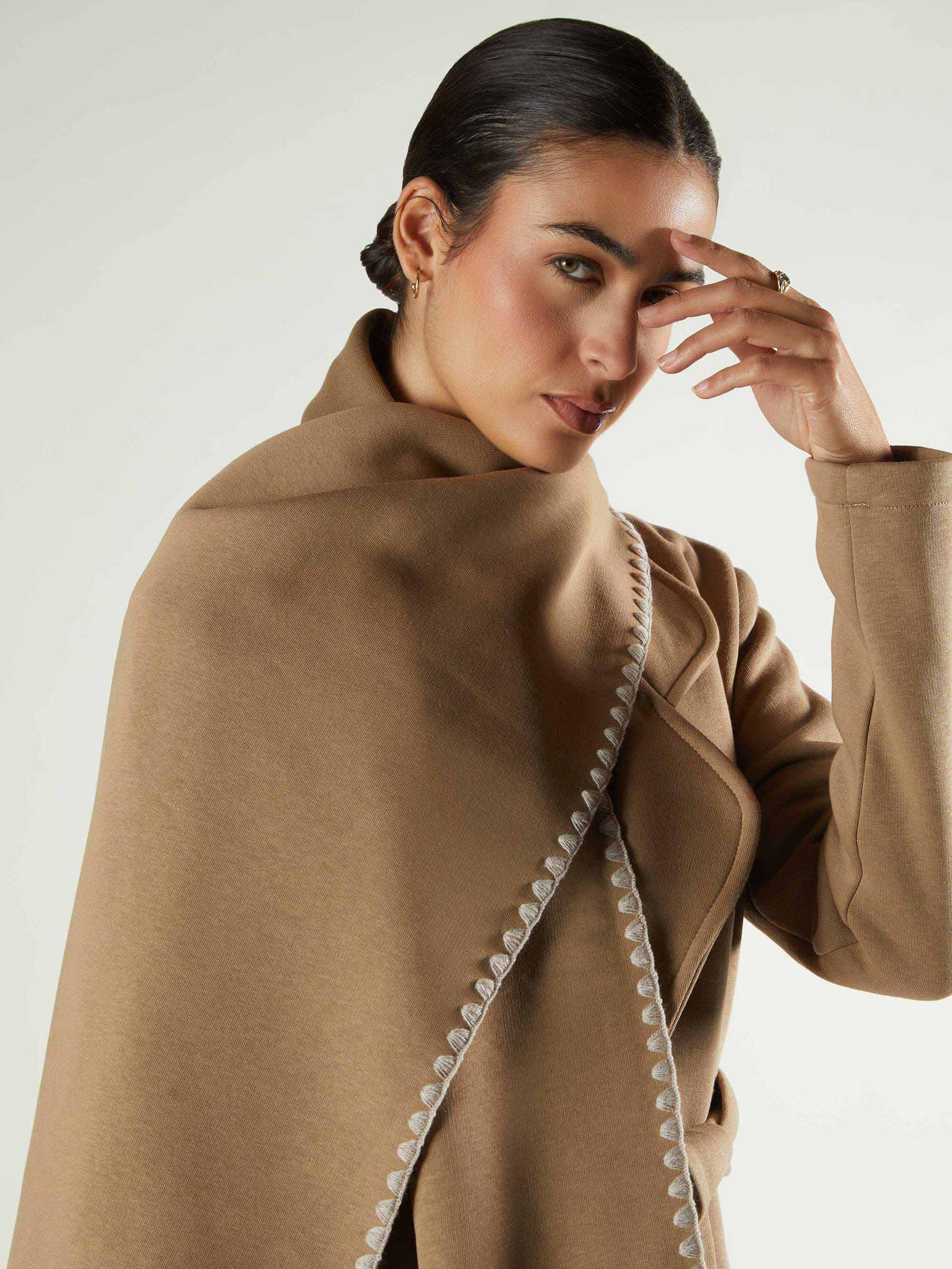 Product image 4 of 5, which shows Aab Mara Blanket Stitch Coat, Camel, S