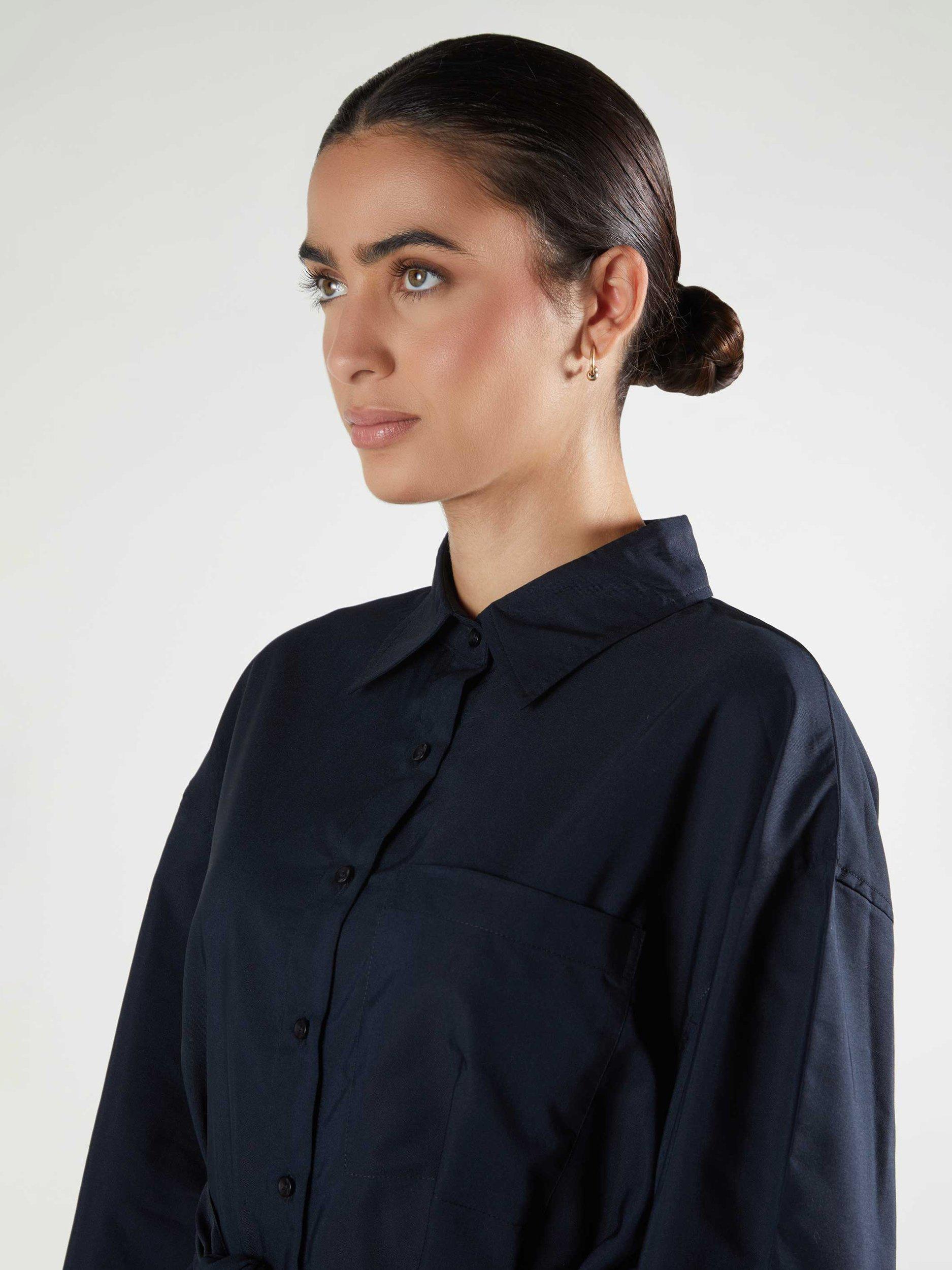 Product image 3 of 3, which shows Aab Oversized Shirt Maxi Dress, Navy, S Reg