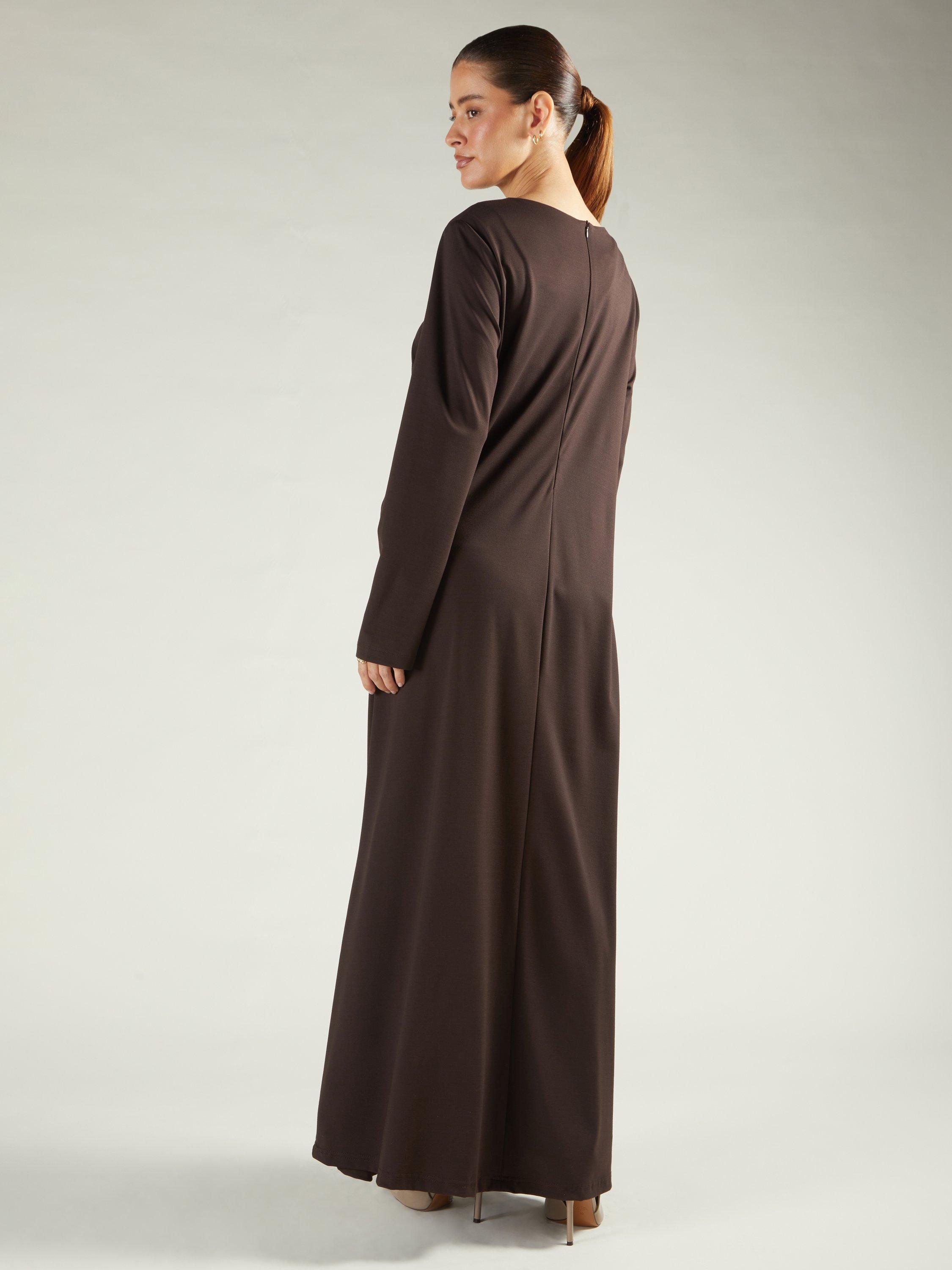Product image 3 of 6, which shows Aab Side Pleat Maxi Dress, Dark Brown, S Reg