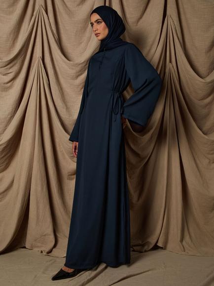 Aab Side Tie Maxi Dress, Navy - view 2, Navy