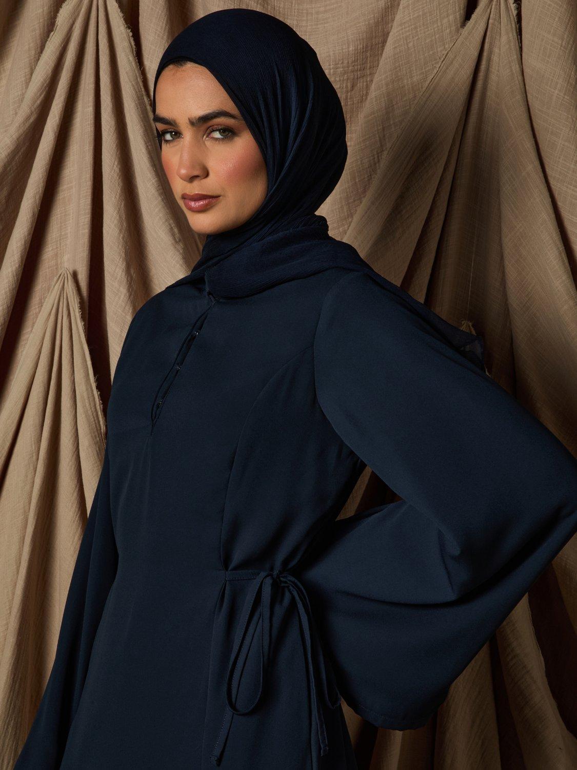 Product image 3 of 6, which shows Aab Side Tie Maxi Dress, Navy, S Reg