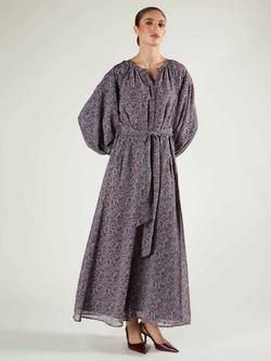 Aab Violet Floral Shirt Maxi Dress, Purple/Multi, Purple/Multi