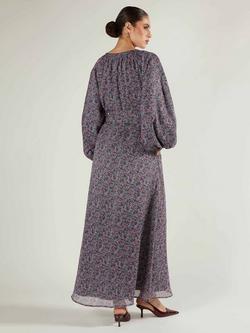 Aab Violet Floral Shirt Maxi Dress, Purple/Multi - view 2, Purple/Multi