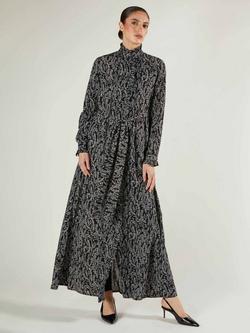 Aab Winter Wisteria Shirt Maxi Dress, Black/Multi, Black/Multi