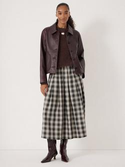 HUSH Ivy Check Pleat Midi Skirt, Multi, Multi