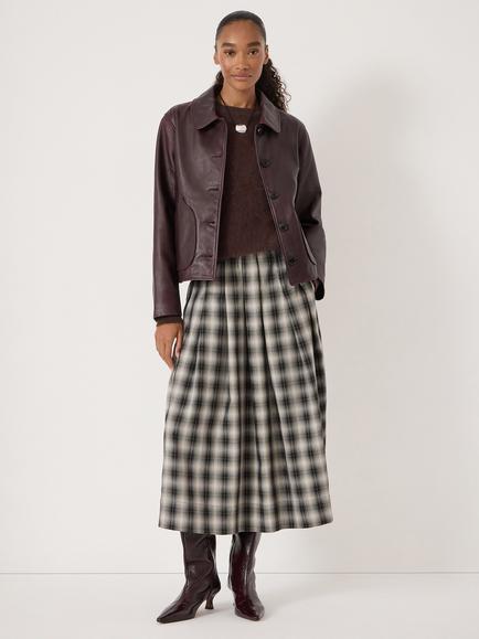 HUSH Ivy Check Pleat Midi Skirt, Multi, Multi