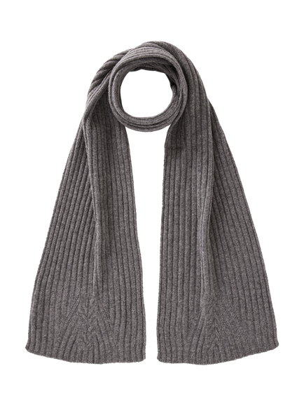 Benetton Flat Ribbed Wool Rich Scarf, Grey
