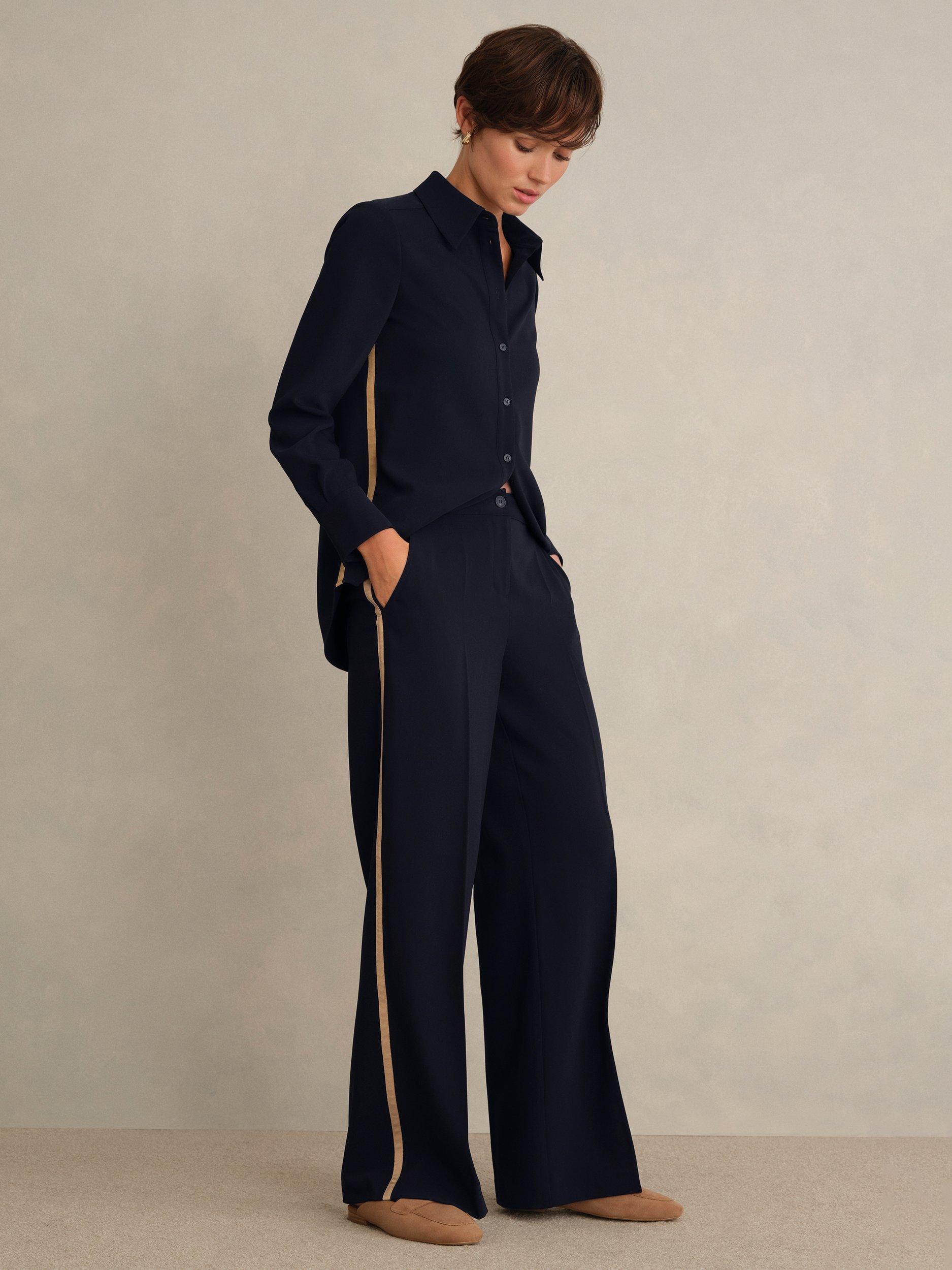 Product image 1 of 6, which shows Hobbs Hadley Trousers, Navy, 10