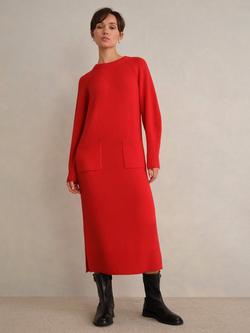 Hobbs Claudia Wool Rich Jumper Dress, Pepper Red, Pepper Red