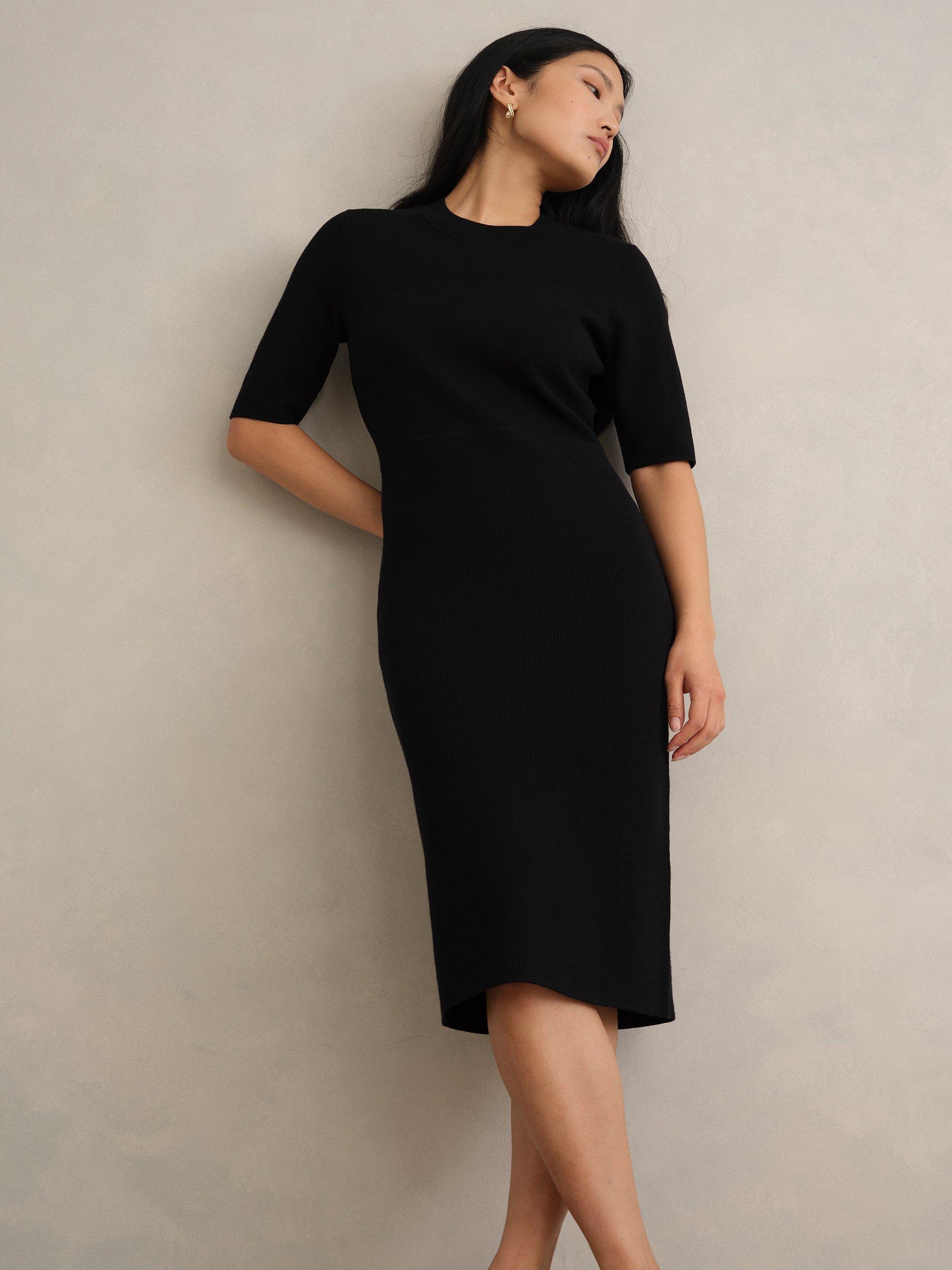 Product image 1 of 6, which shows Hobbs Bridget Knitted Dress, Black, 10