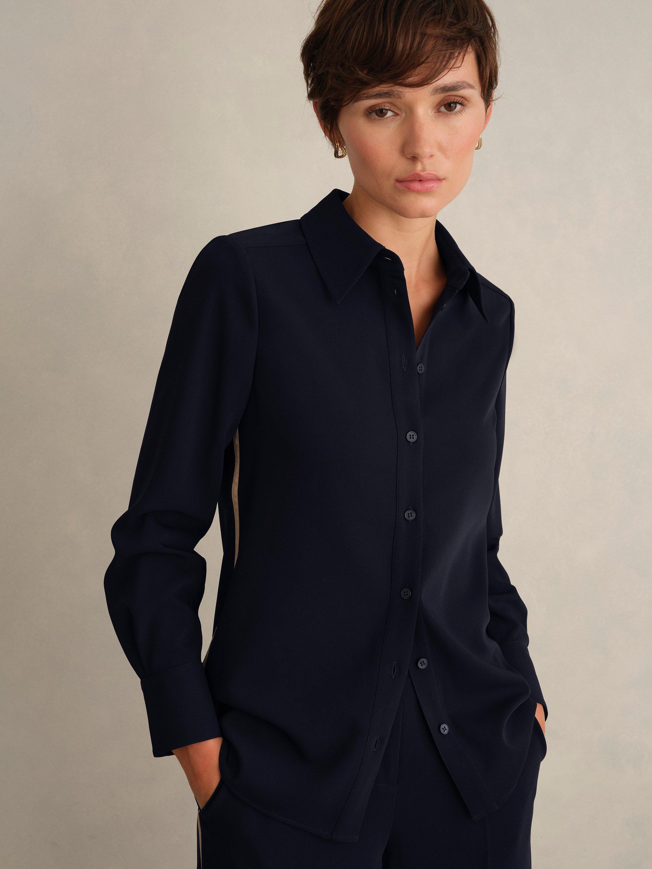 Product image 1 of 6, which shows Hobbs Hadley Long Sleeve Shirt, Navy, 10