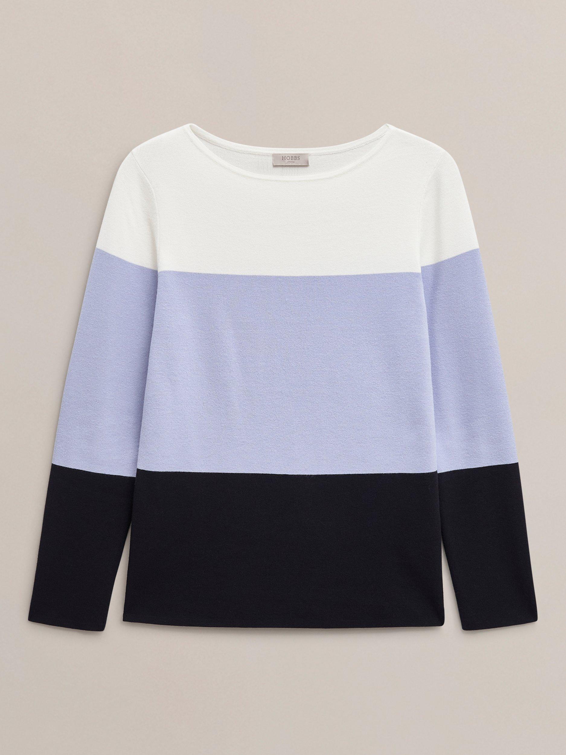 Product image 4 of 5, which shows Hobbs Alice Colour Block Stripe Jumper, Lavender/Multi, L