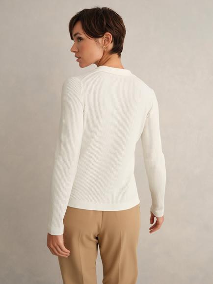 Hobbs Meredith Patch Pocket Ribbed Jumper, Ivory - view 2, Ivory