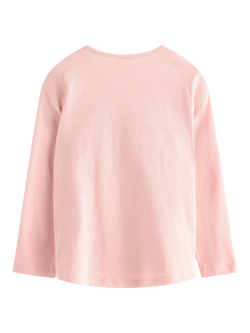 Lindex Kids' Cotton Puppy Applique Long Sleeve Top, Light Dusty Pink - view 2, Light Dusty Pink