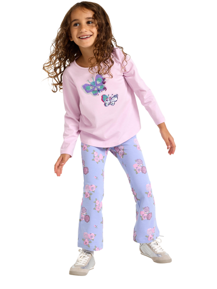Lindex Kids' Cotton Long Sleeve Butterfly Embellished Top - view 2, Dusty Pink