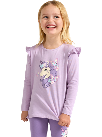 Lindex Kids' Cotton Unicorn Long Sleeve Top, Light Lilac, Light Lilac