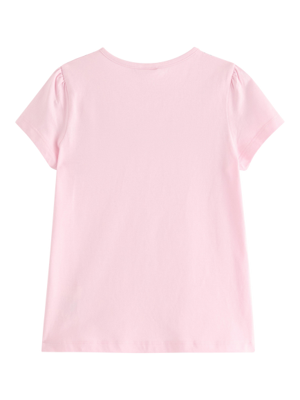 Lindex Kids' Cotton Necklace Print Short Sleeve Top, Light Pink - view 2, Light Pink