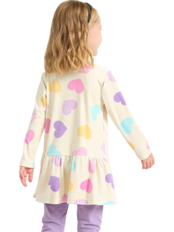 Lindex Kids' Long Sleeved Heart Print Tunic Top, White - view 2, White