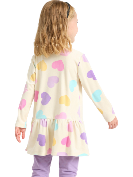 Lindex Kids' Long Sleeved Heart Print Tunic Top, White - view 2, White