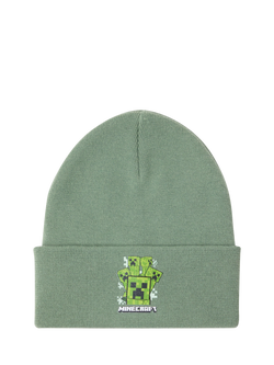 Lindex Kids' Knitted Minecraft Beanie, Light Khaki, Light Khaki