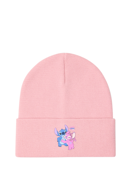 Lindex Kids' Knitted Lilo & Stitch Beanie Hat, Light Pink, Light Pink