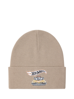 Lindex Kids' Knitted Hot Wheels Beanie Hat, Dusty Beige, Dusty Beige