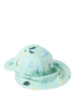 Lindex Baby UPF 50+ Seahorse Print Sun Hat, Light Dusty Turquoise - view 2, Light Dusty Turquoise