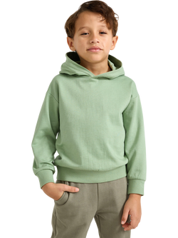 Lindex Kids' Cotton Long Sleeved Plain Hoodie, Dusty Green, Dusty Green