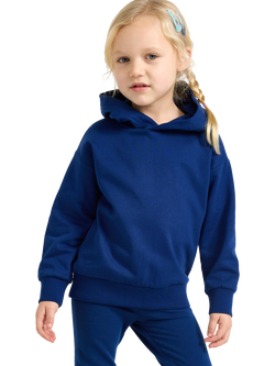 Lindex Kids' Pure Cotton Hoodie Sweatshirt, Dark Blue, Dark Blue