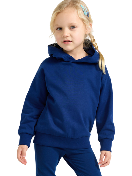 Lindex Kids' Pure Cotton Hoodie Sweatshirt, Dark Blue, Dark Blue