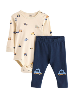 Lindex Baby Indoor Bodysuit and Leggings Set, Light Beige, Light Beige