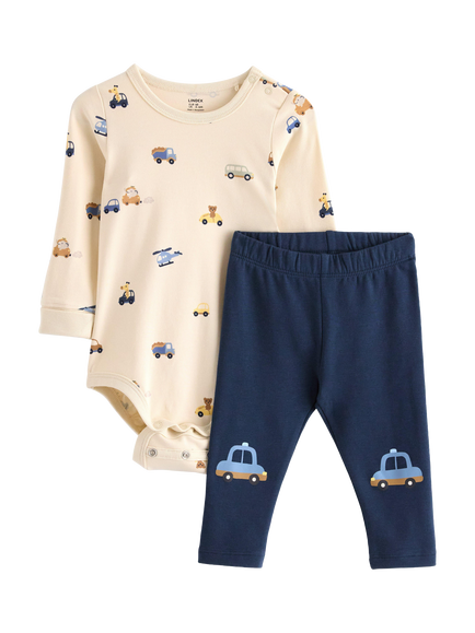 Lindex Baby Indoor Bodysuit and Leggings Set, Light Beige, Light Beige