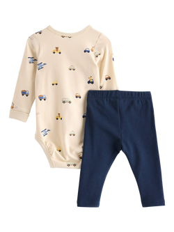 Lindex Baby Indoor Bodysuit and Leggings Set, Light Beige - view 2, Light Beige