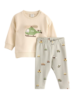 Lindex Baby Indoor Sweatshirt and Leggings Set, Light Beige, Light Beige