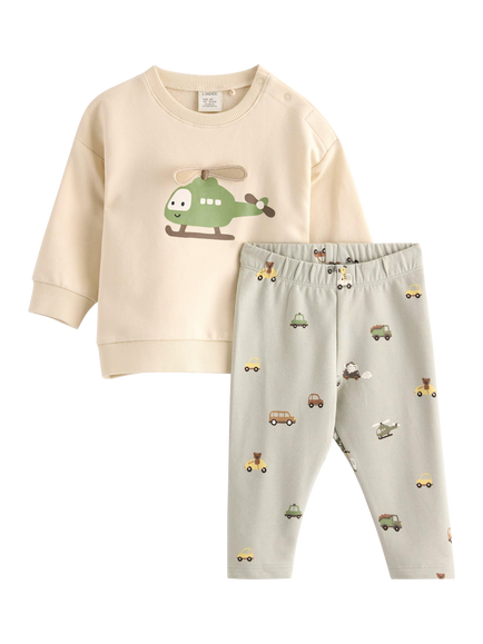Lindex Baby Indoor Sweatshirt and Leggings Set, Light Beige, Light Beige