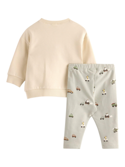Lindex Baby Indoor Sweatshirt and Leggings Set, Light Beige - view 2, Light Beige