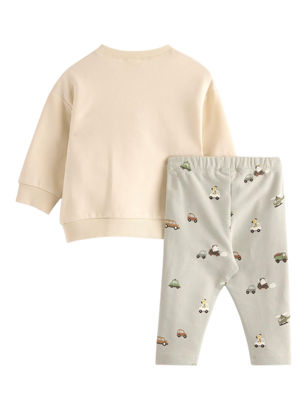 Lindex Baby Indoor Sweatshirt and Leggings Set, Light Beige - view 2, Light Beige