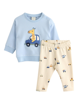 Lindex Baby Indoor Sweatshirt and Trousers Set, Light Blue, Light Blue