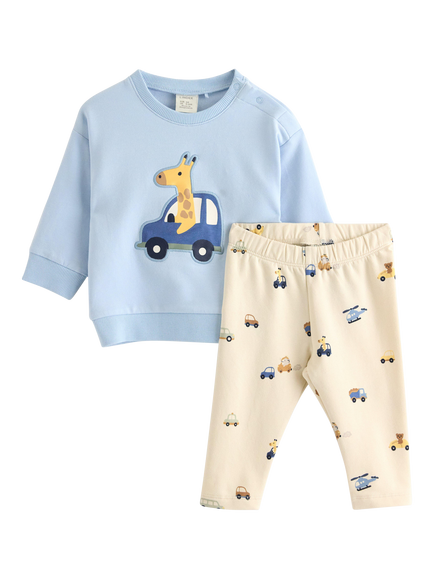 Lindex Baby Indoor Sweatshirt and Trousers Set, Light Blue, Light Blue