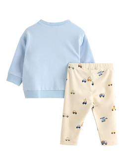 Lindex Baby Indoor Sweatshirt and Trousers Set, Light Blue - view 2, Light Blue