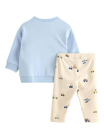 Lindex Baby Indoor Sweatshirt and Trousers Set, Light Blue - view 2, Light Blue