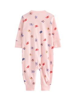 Lindex Baby Zipped Pyjama Onesie, Light Pink - view 2, Light Pink