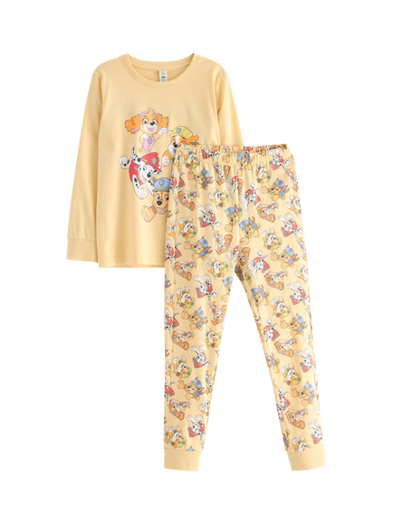 Lindex Kids' Cotton Paw Patrol Long Sleeved Pyjama Set, Light Dusty Yellow - view 2, Light Dusty Yellow