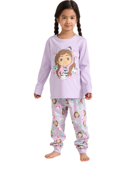 Lindex Kids' Pure Cotton Gabby's Dollhouse Pyjama Set, Light Lilac, Light Lilac