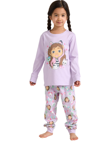 Lindex Kids' Pure Cotton Gabby's Dollhouse Pyjama Set, Light Lilac, Light Lilac